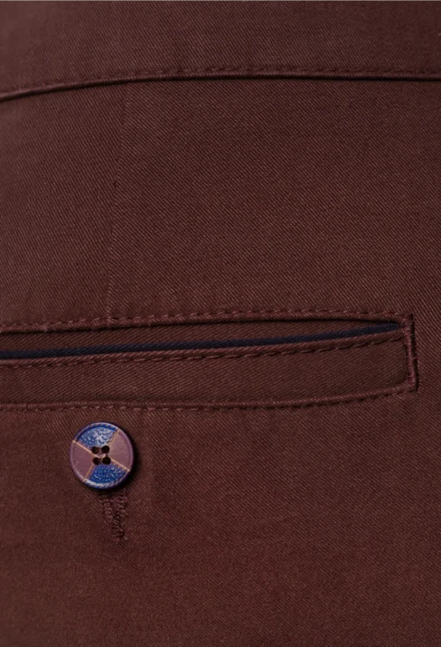 Spodnie męskie Lord – Chinos, kolor ciemne bordo R-180 - obrazek 4