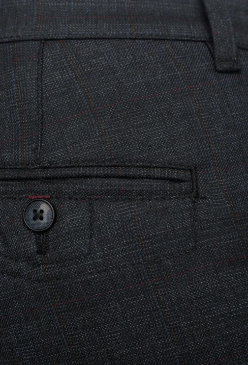 Spodnie męskie Lord - Chinos, kolor granatowo-bordowa krata R-188 - obrazek 4